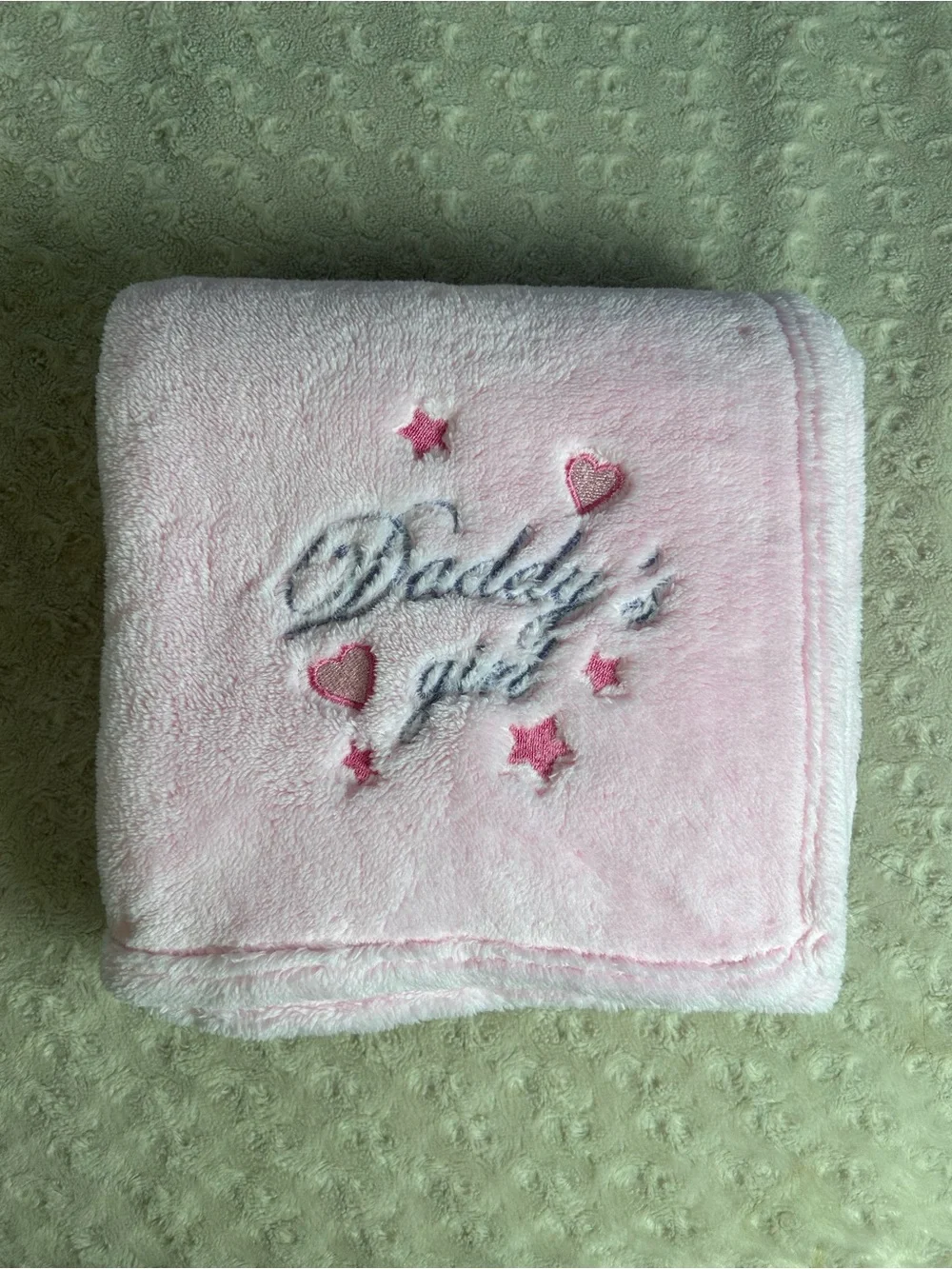 SL Home Fashions Daddy's Girl Pink Baby Blanket Stars Hearts Purple Soft Plush